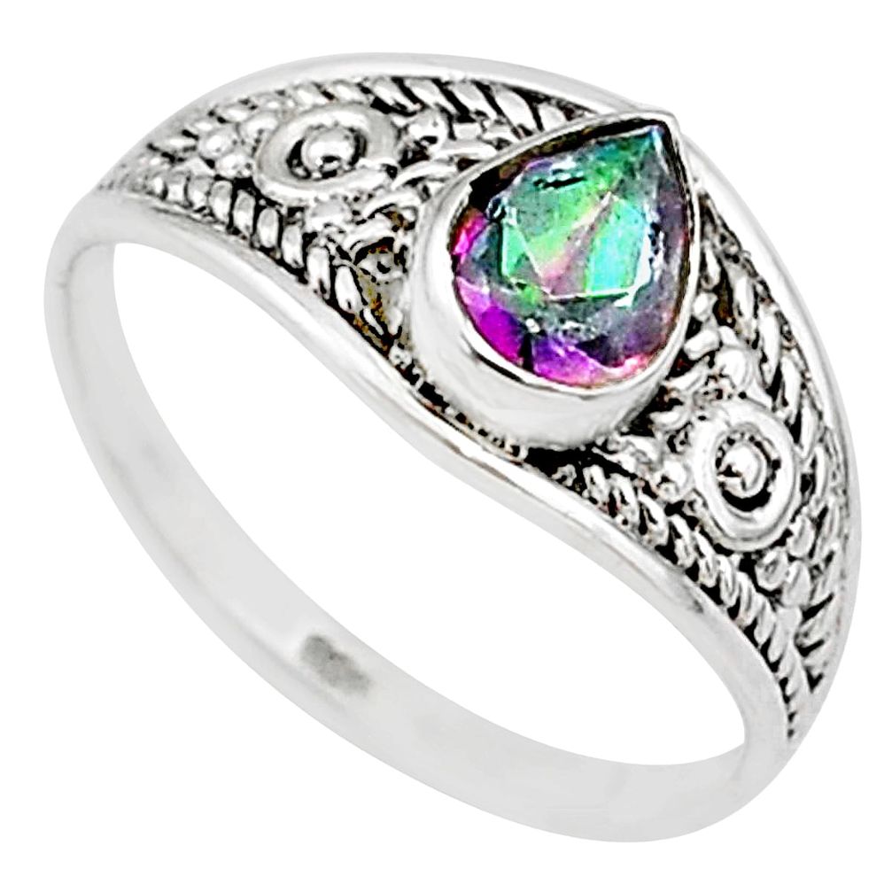 1.59cts multicolor rainbow topaz silver graduation handmade ring size 7 t9515