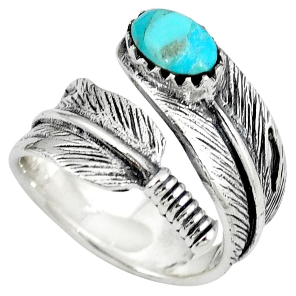 Native american arizona turquoise 925 silver adjustable ring size 7.5 c10394