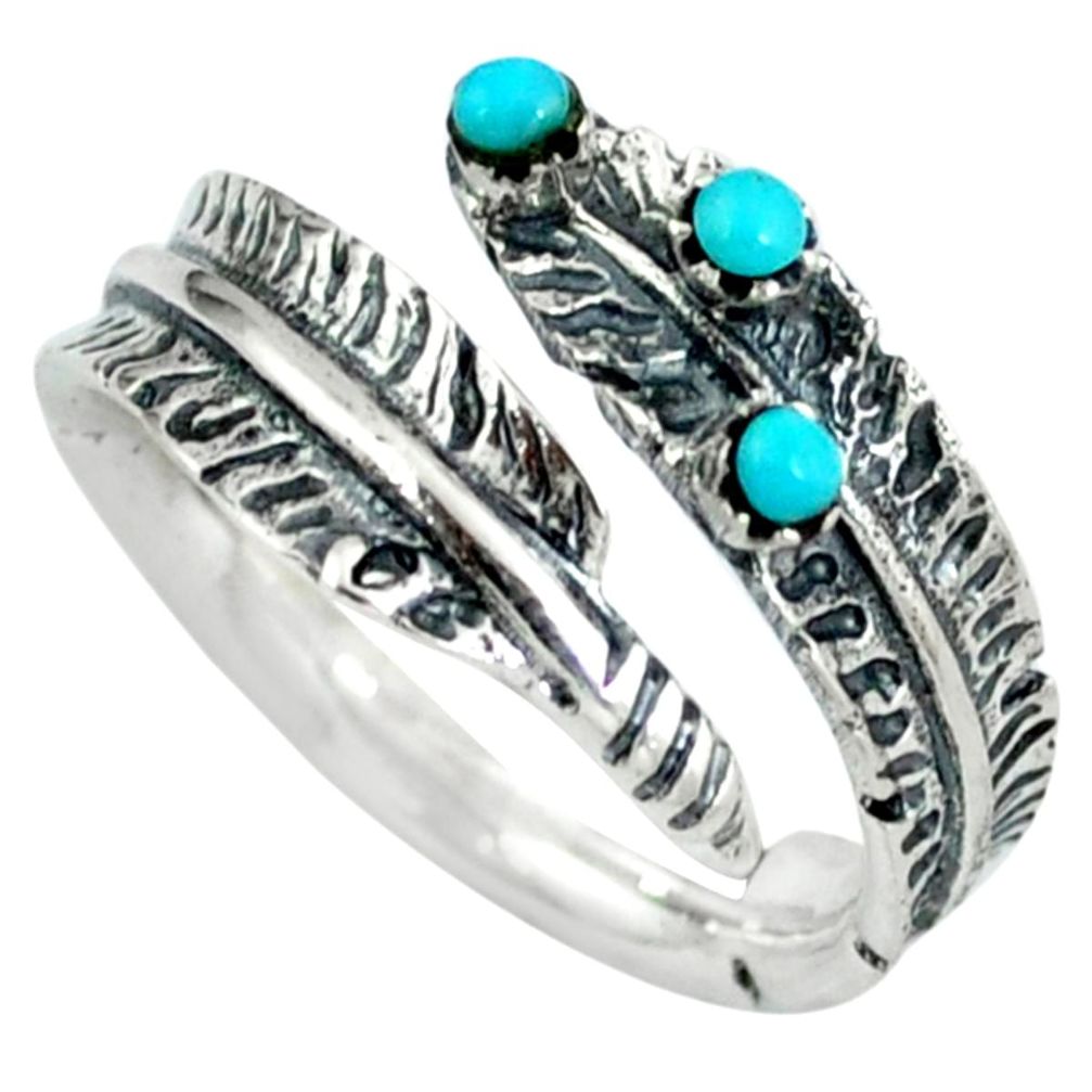 Native american blue arizona turquoise 925 silver adjustable ring size 7 c10384