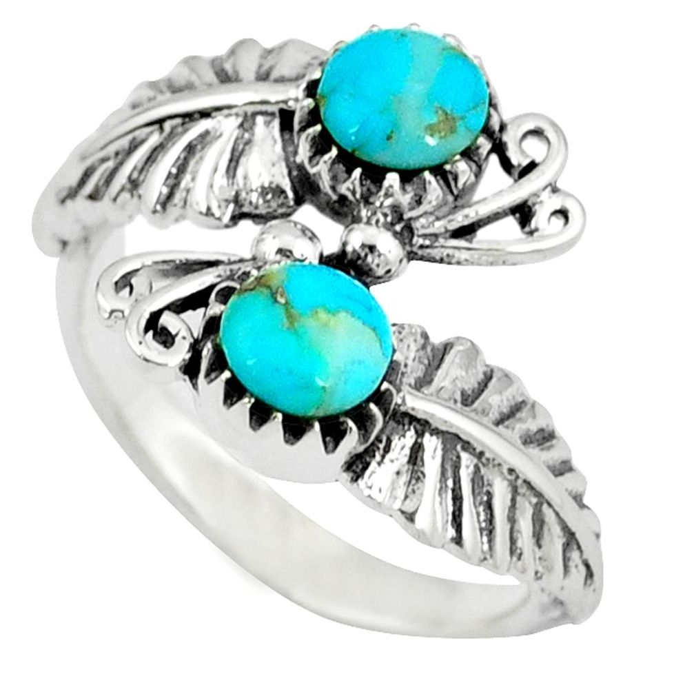 Native american natural blue arizona turquoise 925 silver ring size 9.5 c10385