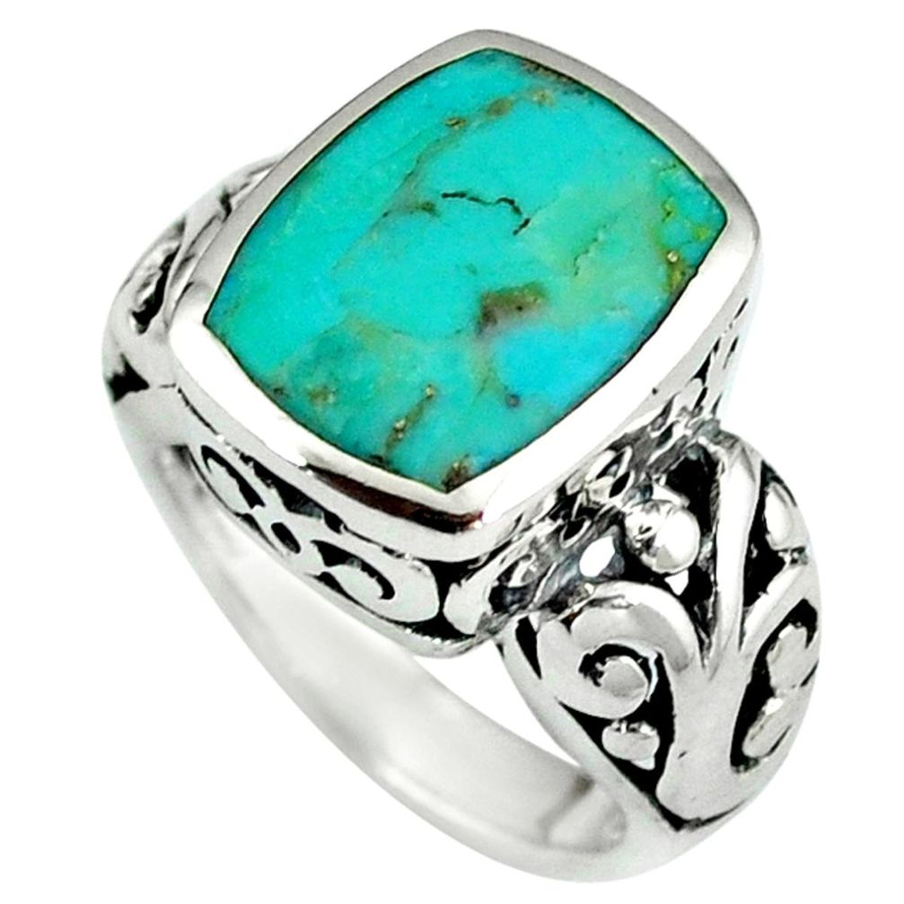 Native american natural blue arizona turquoise 925 silver ring size 6.5 c10631