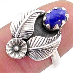 1.57cts southwestern style natural blue lapis lazuli silver ring size 7 t62252