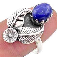 3.28cts southwestern style natural blue lapis lazuli silver ring size 7.5 t62248