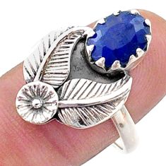 3.40cts southwestern style natural blue sapphire oval ring size 8.5 t62251