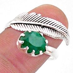 3.29cts southwestern style natural emerald silver adjustable ring size 8 t62497