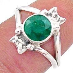 2.11cts southwestern style natural green emerald 925 silver ring size 6.5 t62430