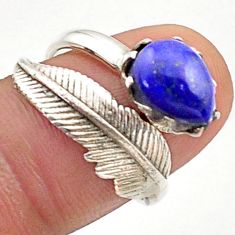 Southwestern style natural lapis lazuli silver adjustable ring size 7.5 t62371
