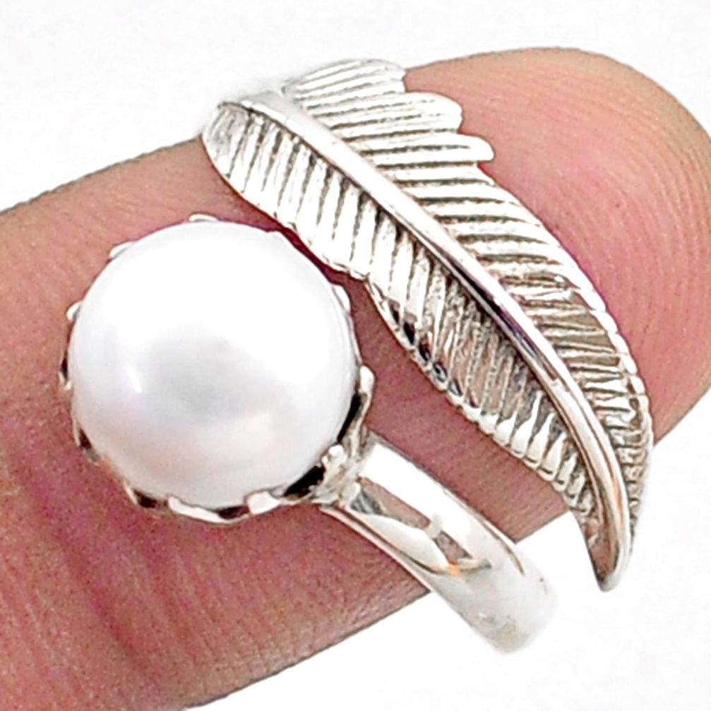 4.68cts southwestern style natural pearl silver adjustable ring size 9 t62376