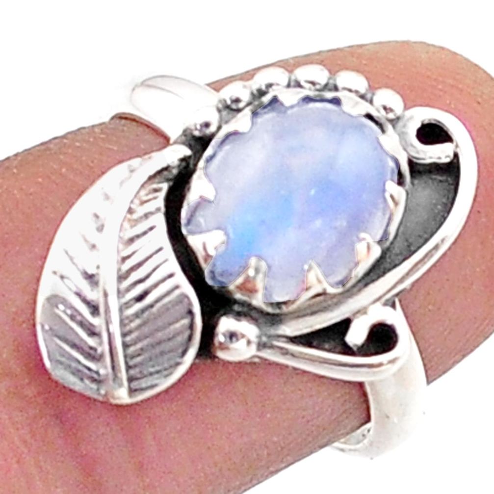 3.19cts southwestern style natural rainbow moonstone silver ring size 6.5 t62219