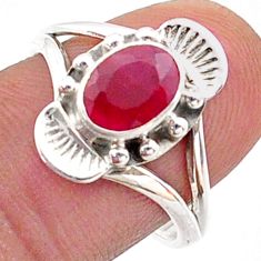 2.19cts southwestern style natural red ruby oval 925 silver ring size 8.5 t62456