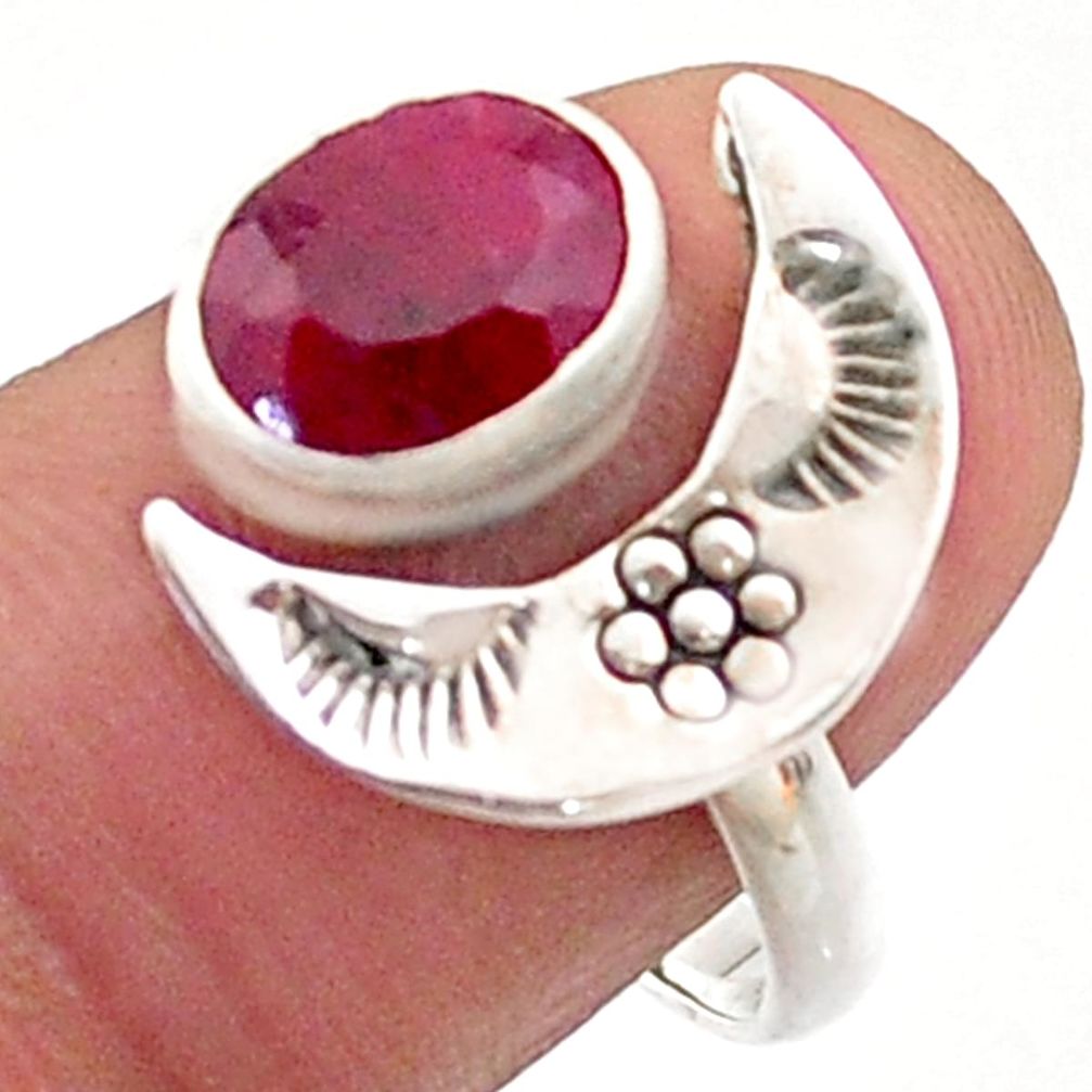 3.26cts southwestern style natural ruby silver adjustable ring size 8.5 t62327