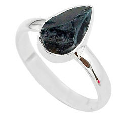 2.90cts natural a gem from space tektite 925 sterling silver ring size 7 t14407