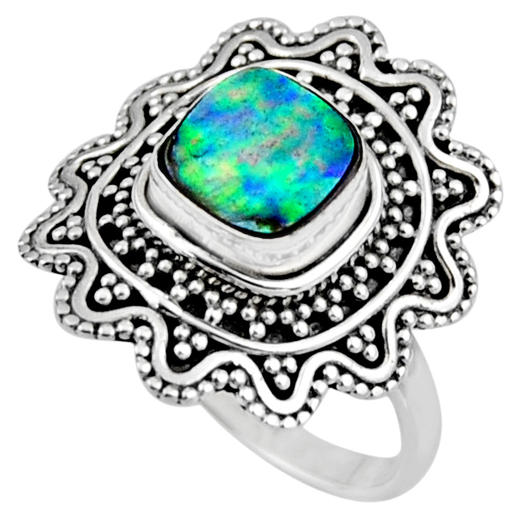 2.51cts natural abalone paua seashell 925 silver solitaire ring size 8.5 r54346