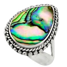 5.36cts natural abalone paua seashell 925 silver solitaire ring size 6 c9814