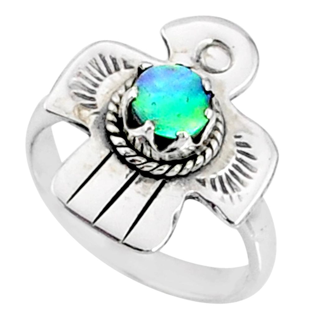0.81cts natural abalone paua seashell 925 silver solitaire ring size 6 r67447