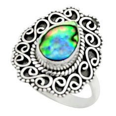 2.41cts natural abalone paua seashell 925 silver solitaire ring size 7 r52359