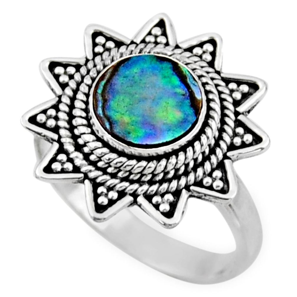 2.93cts natural abalone paua seashell 925 silver solitaire ring size 7 r54330