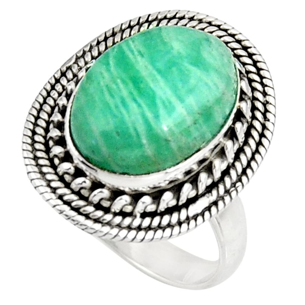 7.07cts natural amazonite (hope stone) 925 silver solitaire ring size 7.5 d39061