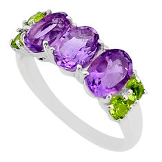 4.78cts natural amethyst oval peridot 925 sterling silver ring size 8.5 y79031