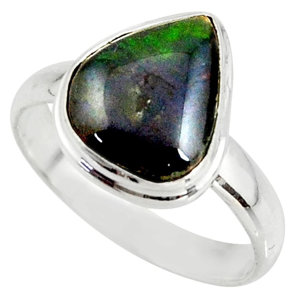 4.38cts natural ammolite (canadian) 925 silver solitaire ring size 8.5 r39411