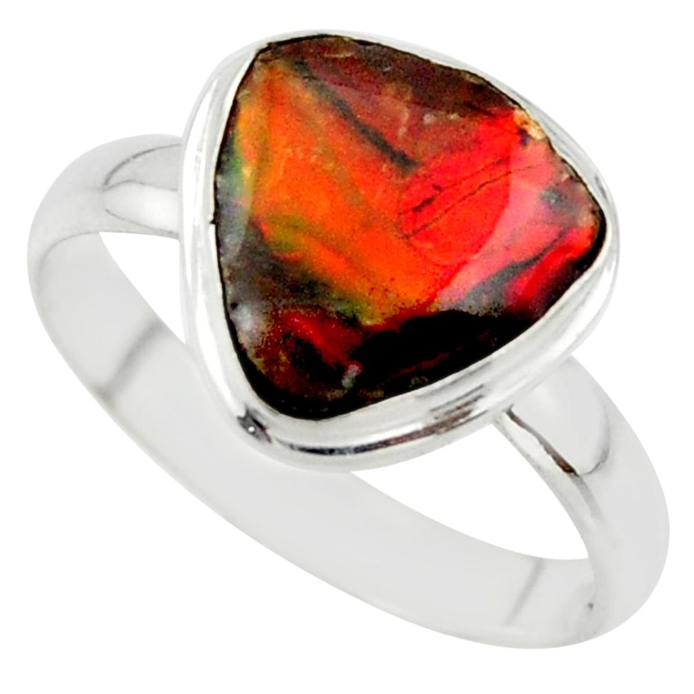5.06cts natural ammolite (canadian) 925 silver solitaire ring size 10 r40245