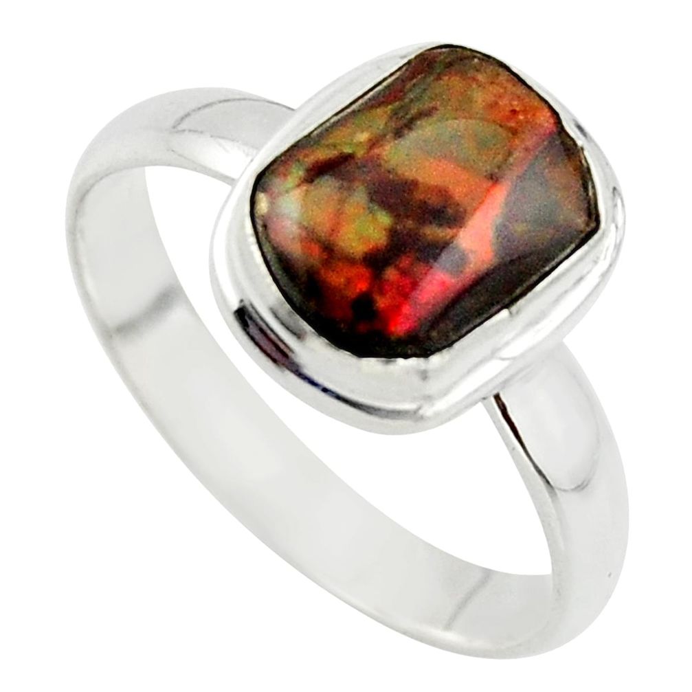 3.98cts natural ammolite (canadian) 925 silver solitaire ring size 10 r40247