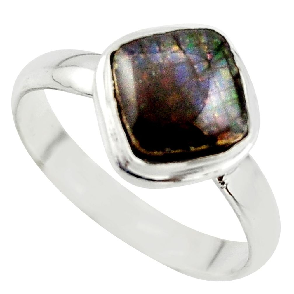 4.42cts natural ammolite (canadian) 925 silver solitaire ring size 10 r40250