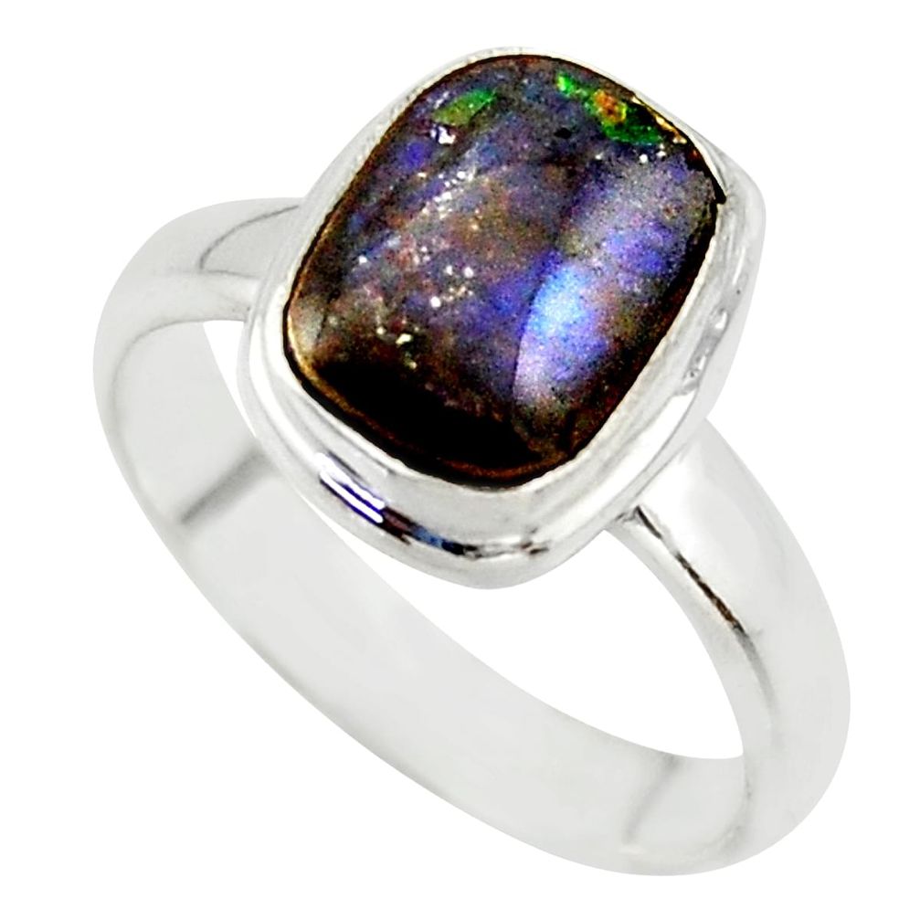 4.02cts natural ammolite (canadian) 925 silver solitaire ring size 7 r40248