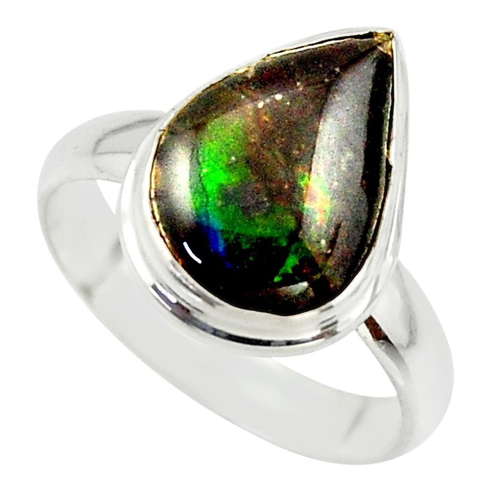 4.87cts natural ammolite (canadian) 925 silver solitaire ring size 7 r40256