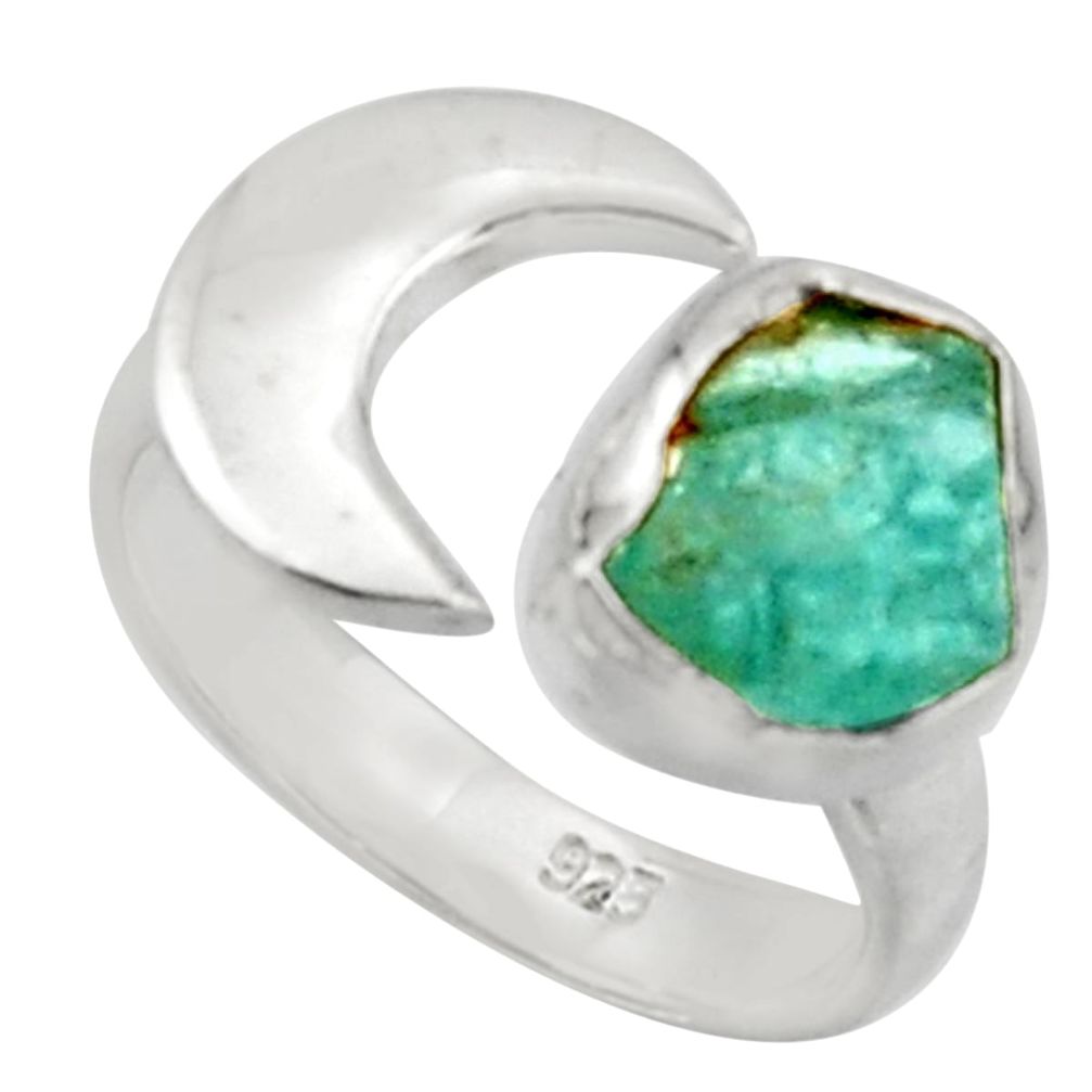 4.40cts natural apatite rough 925 silver adjustable solitaire ring size 6 d46587