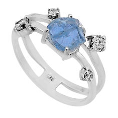 3.20cts natural aqua aquamarine rough fancy topaz 925 silver ring size 8 n48768