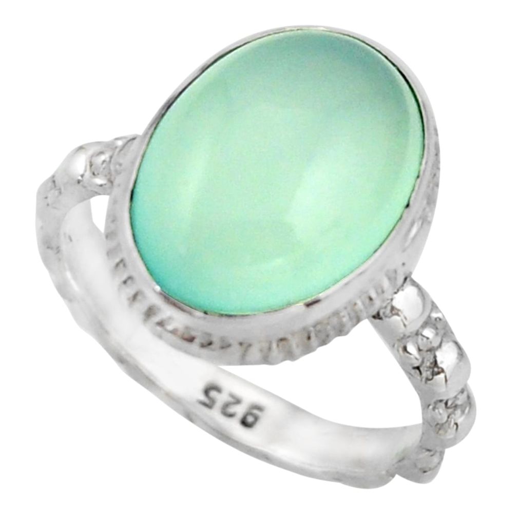6.72cts natural aqua chalcedony 925 silver solitaire ring jewelry size 7 d46471