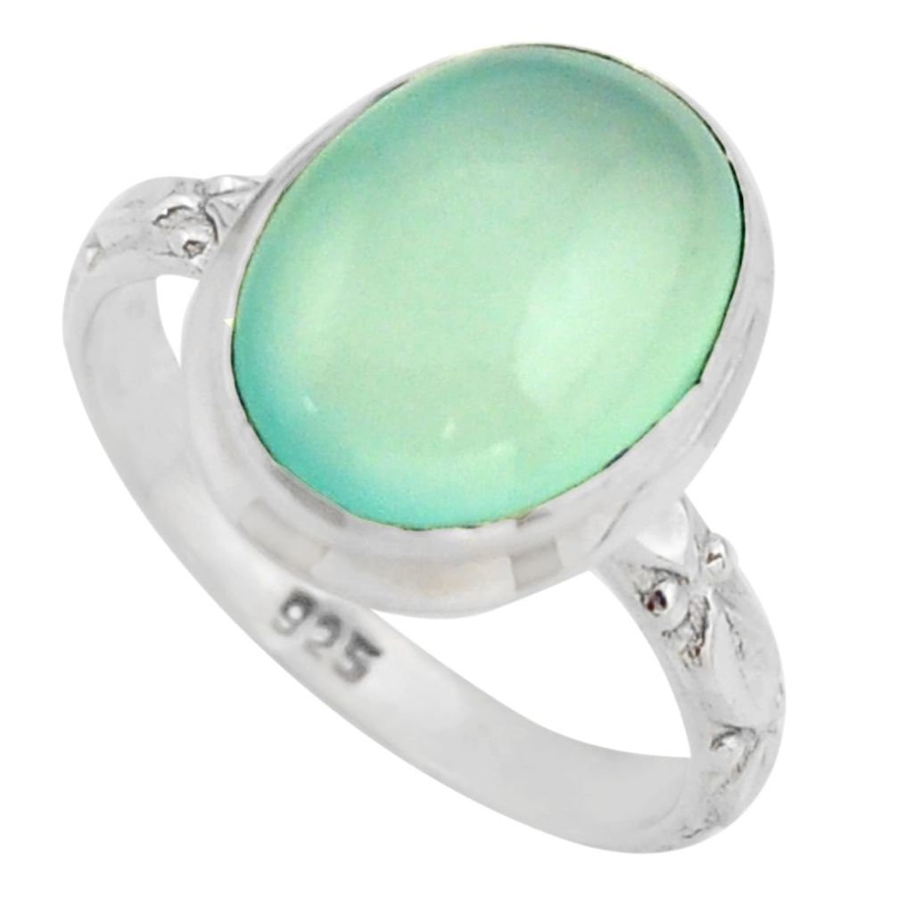 7.04cts natural aqua chalcedony 925 silver solitaire ring jewelry size 8 d46472