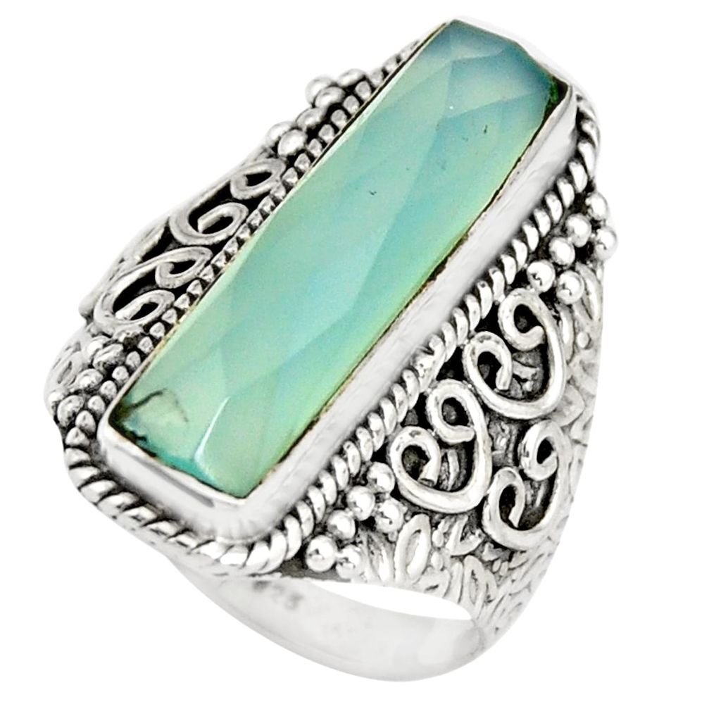 6.67cts natural aqua chalcedony 925 silver solitaire ring jewelry size 8 r21371