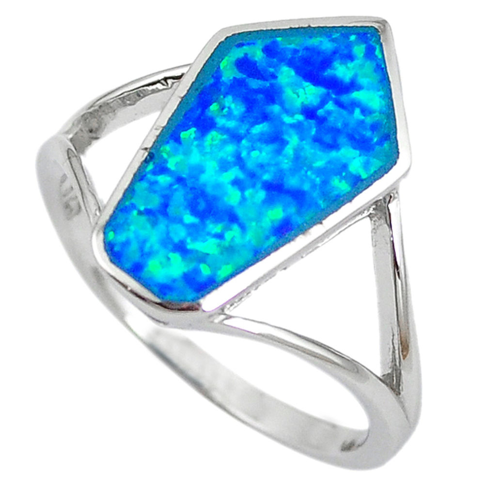 LAB Natural australian opal (lab) 925 silver ring jewelry size 7.5 a61494 c14949