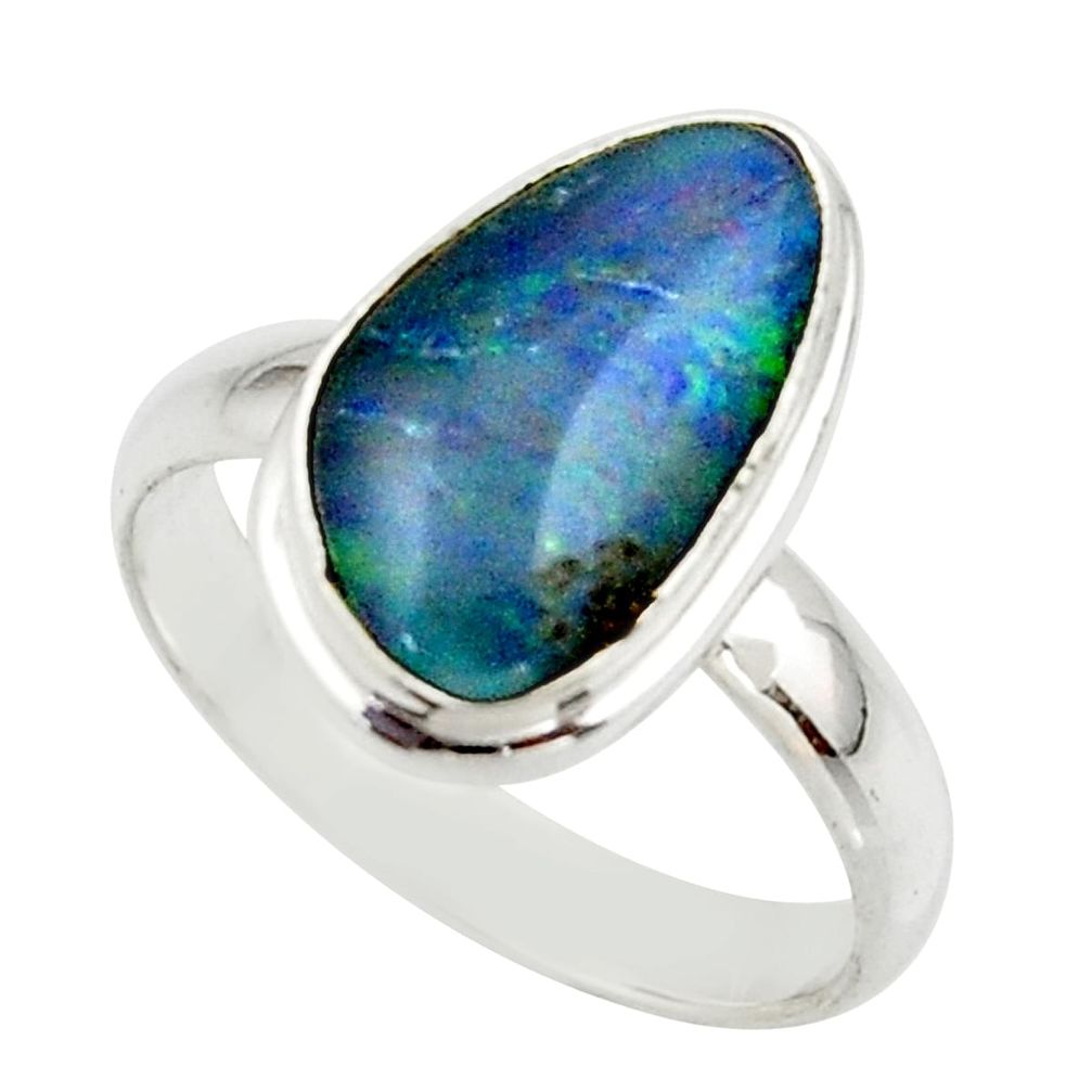 6.03cts natural australian opal triplet 925 silver ring size 8.5 r42519