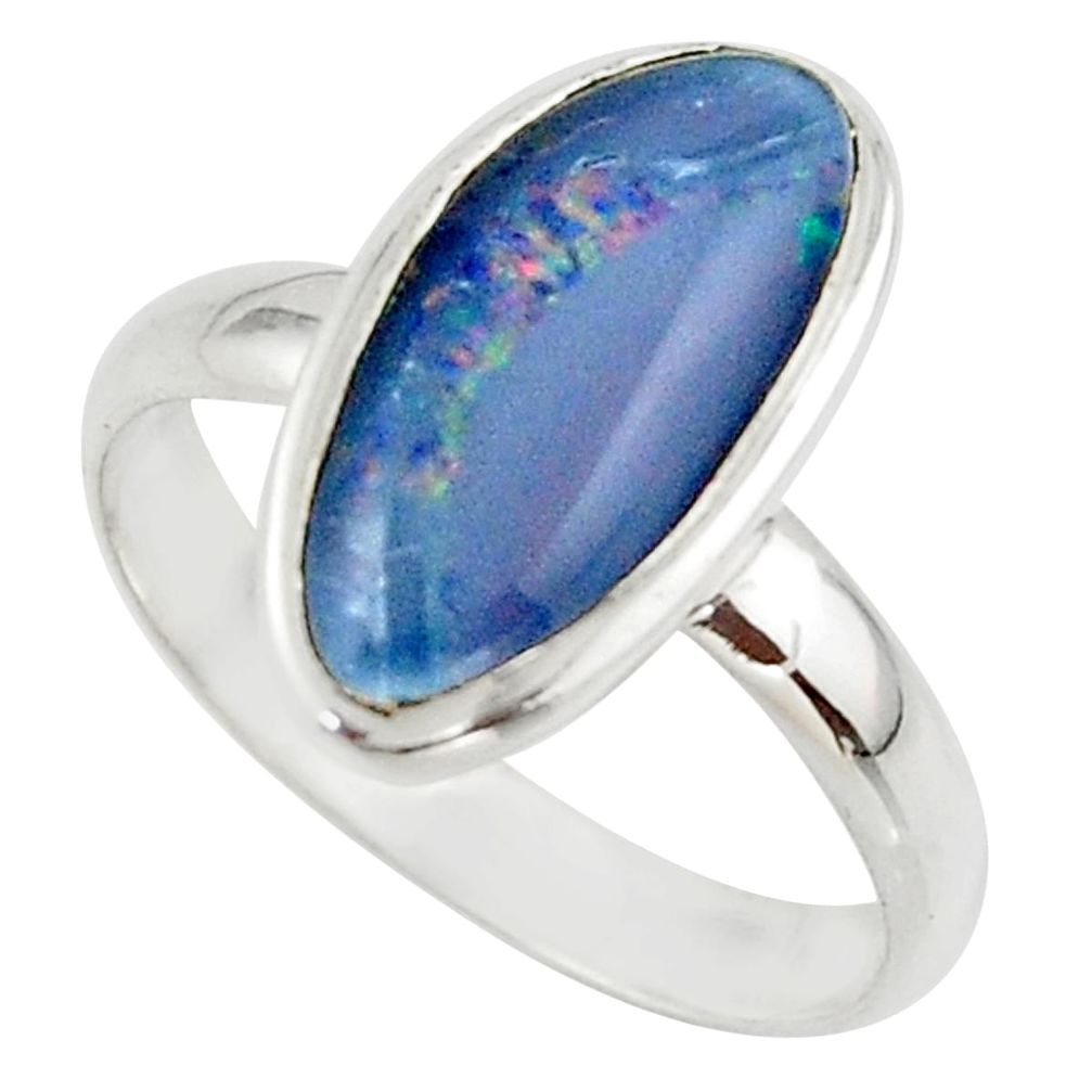 5.82cts natural australian opal triplet 925 silver ring size 9.5 r42526