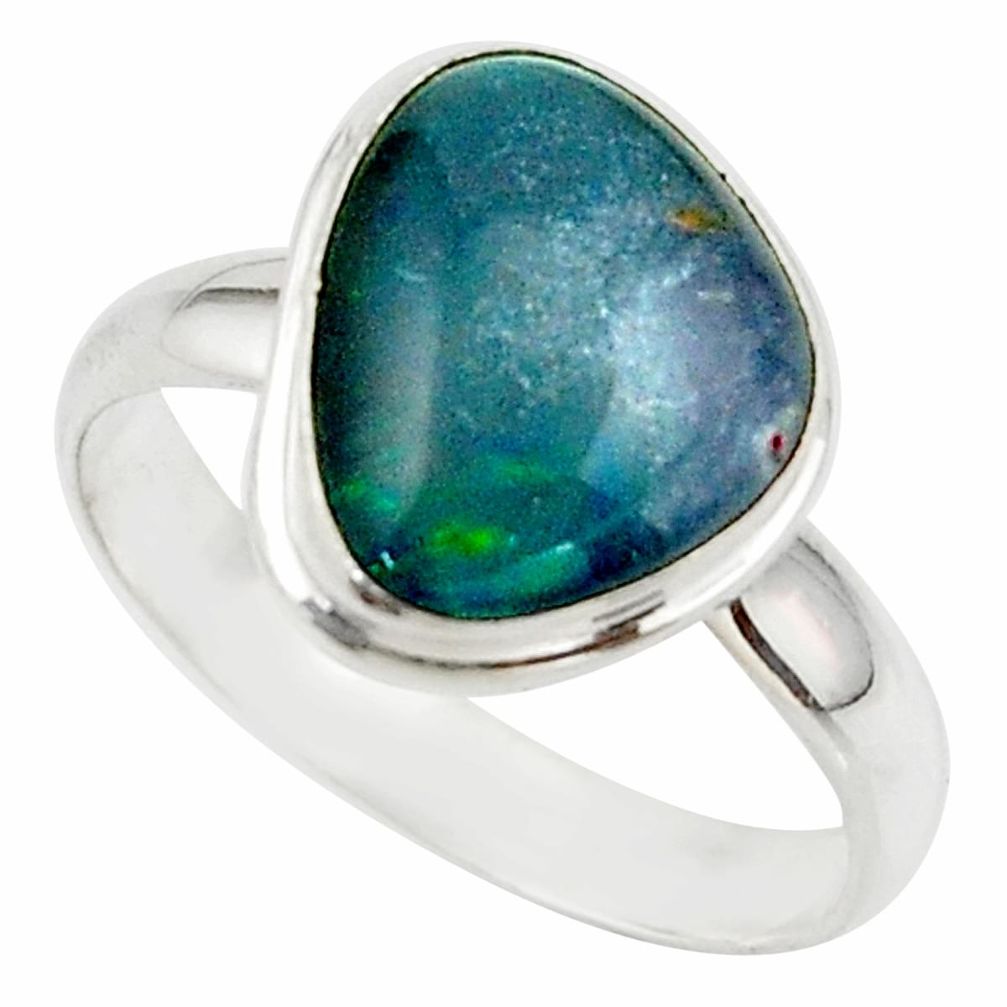 6.05cts natural australian opal triplet 925 silver ring size 9.5 r42527
