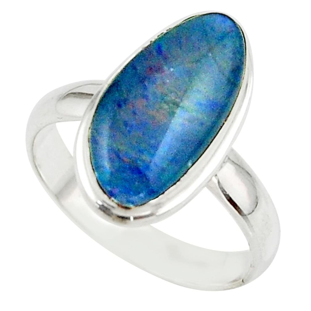 5.58cts natural australian opal triplet 925 silver ring size 7.5 r42530