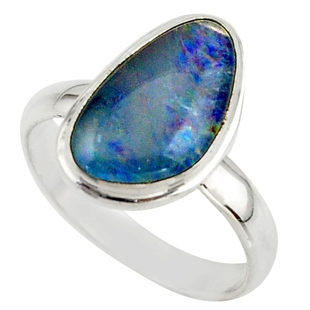 5.84cts natural australian opal triplet 925 silver ring size 8.5 r42537