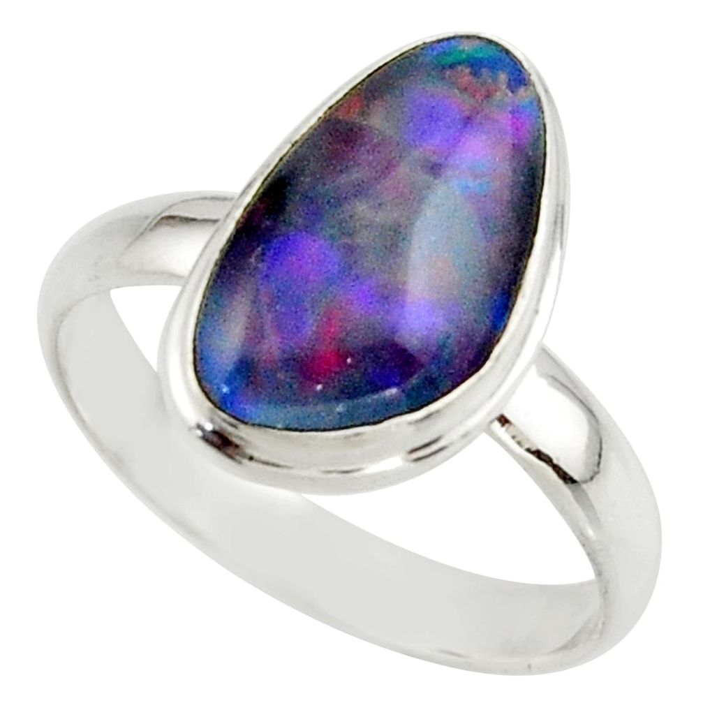 6.20cts natural australian opal triplet 925 silver ring size 10 r42513