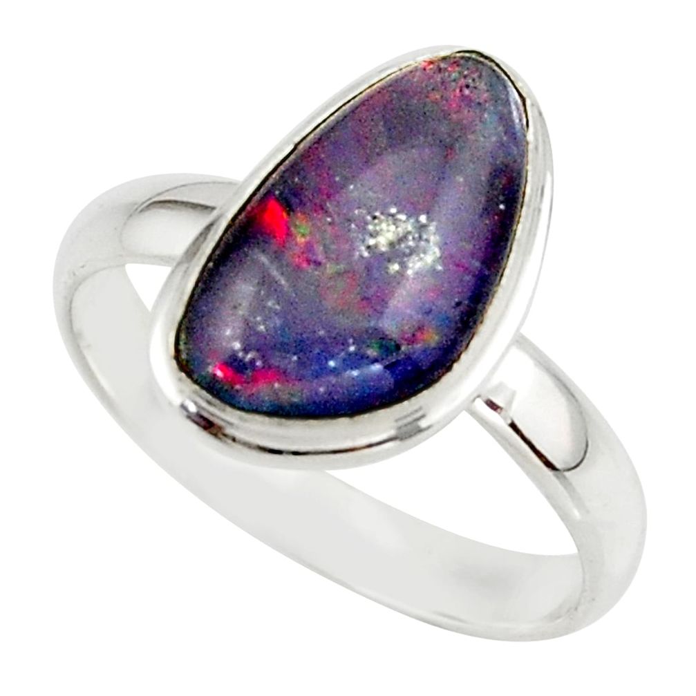 5.82cts natural australian opal triplet 925 silver ring size 10 r42522
