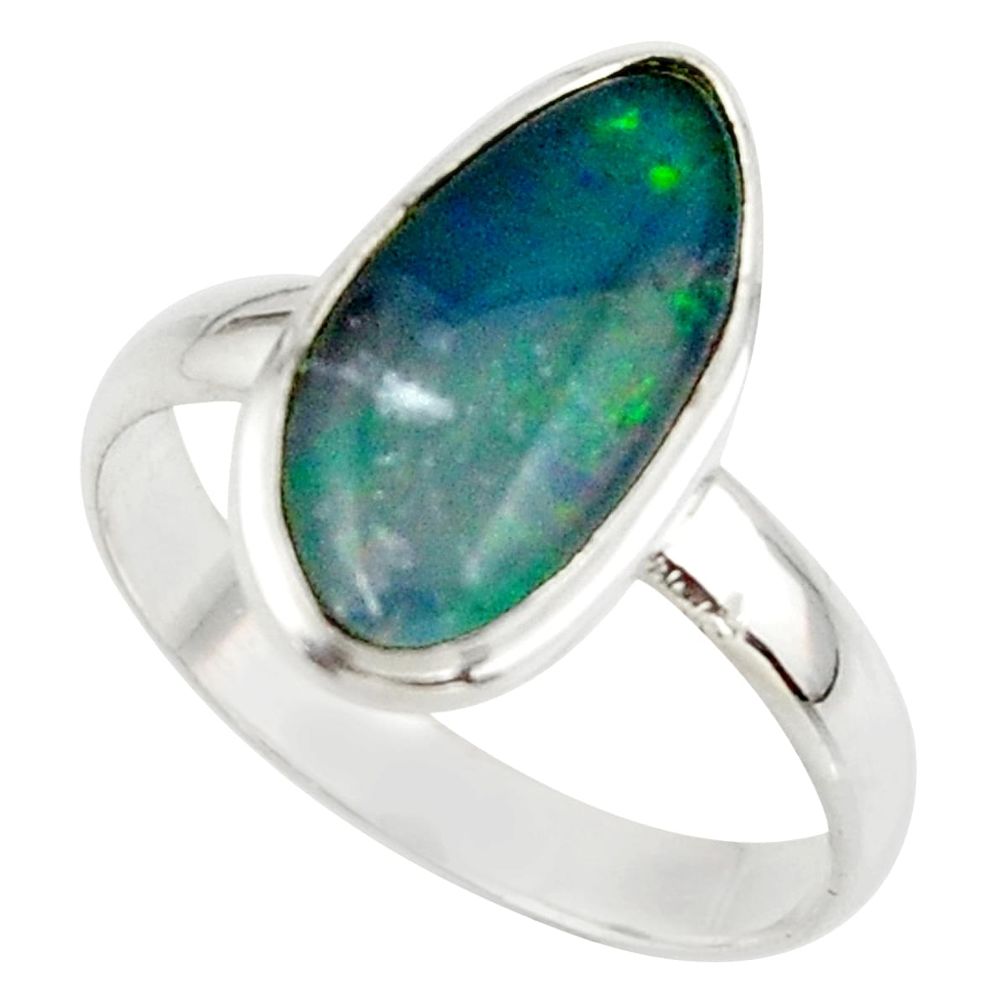 5.73cts natural australian opal triplet 925 silver ring size 10 r42539