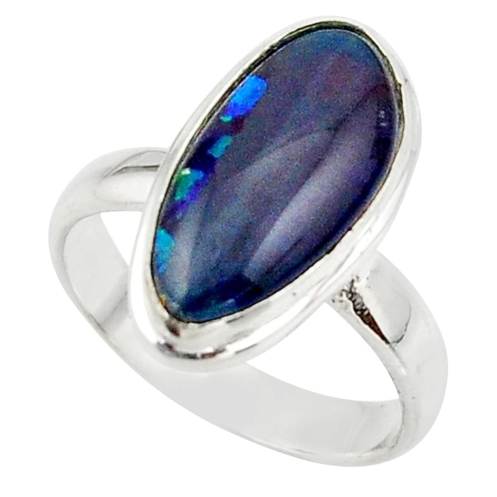 6.07cts natural australian opal triplet 925 silver ring size 7 r42506