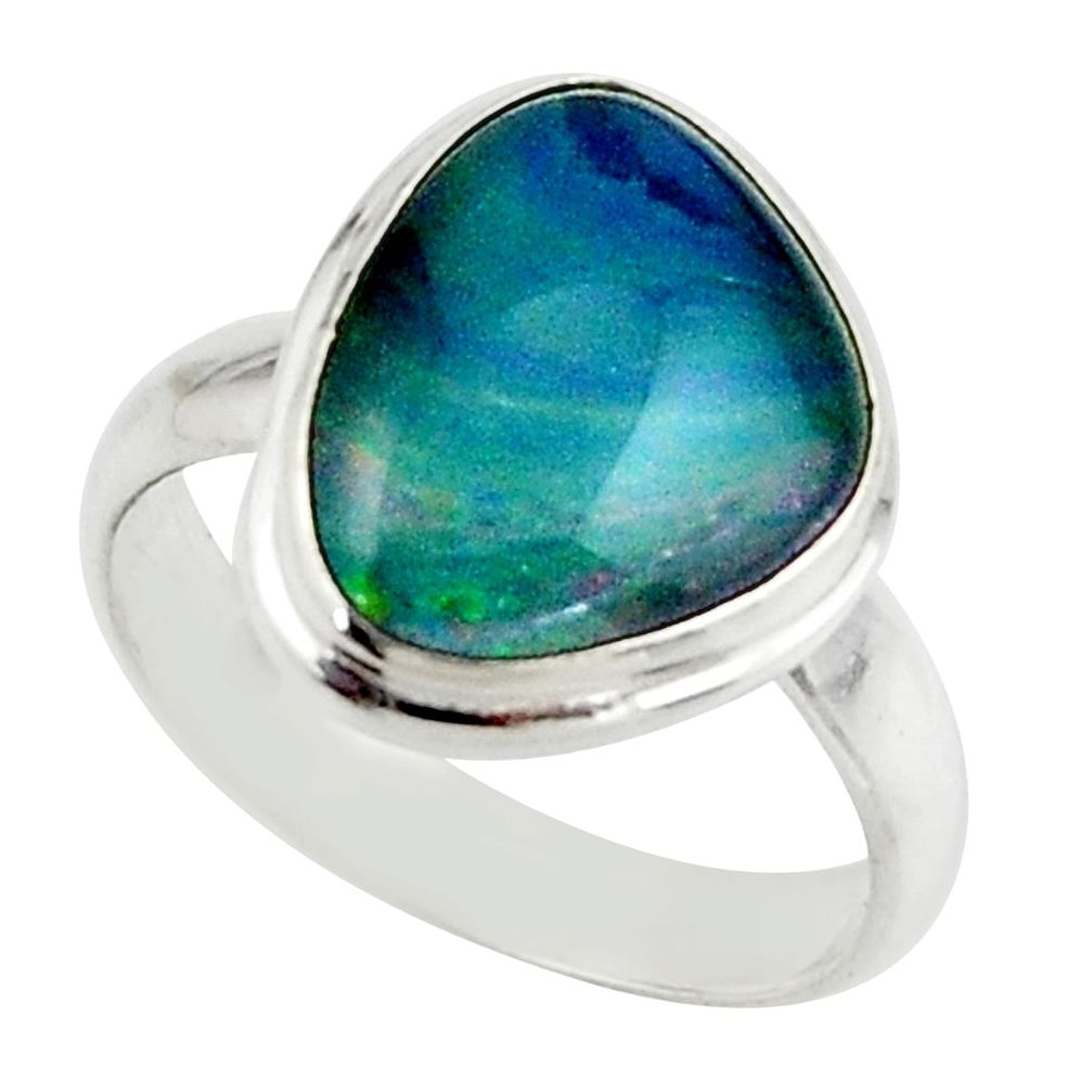 6.01cts natural australian opal triplet 925 silver ring size 7 r42518