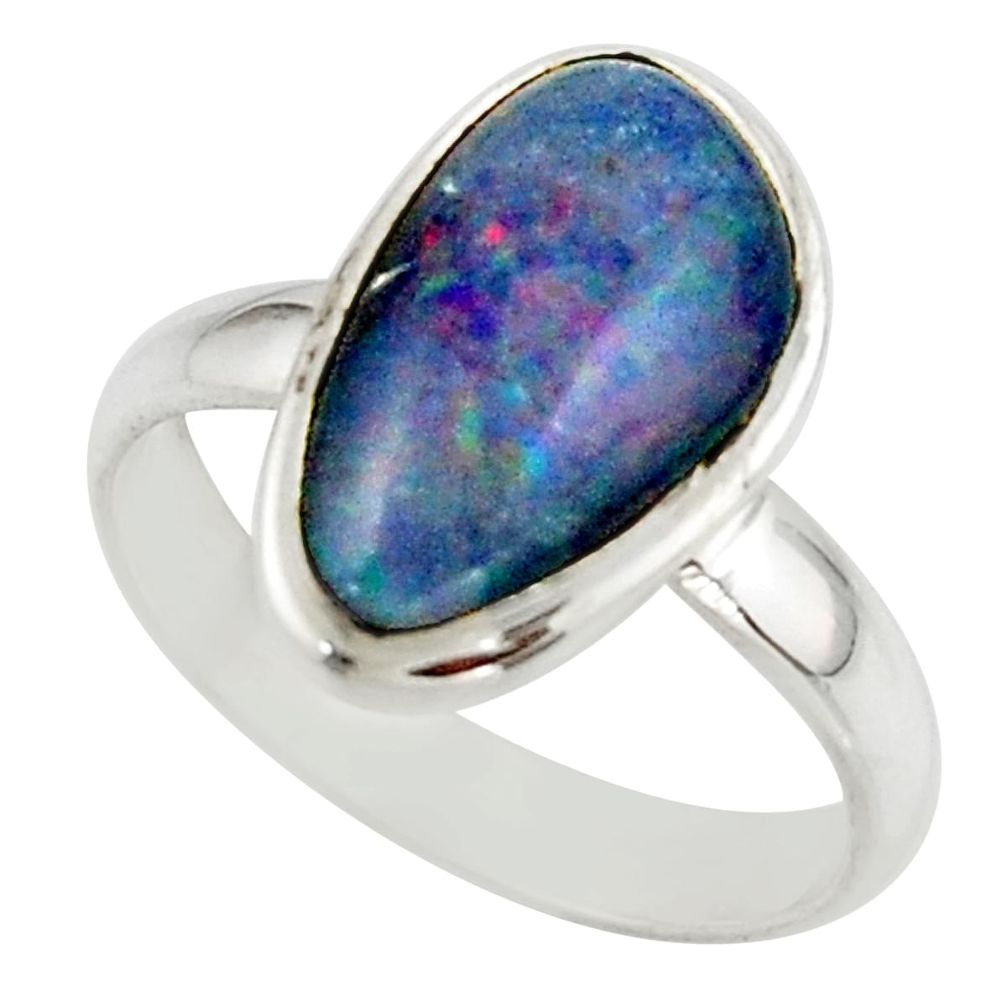5.56cts natural australian opal triplet 925 silver ring size 8 r42520