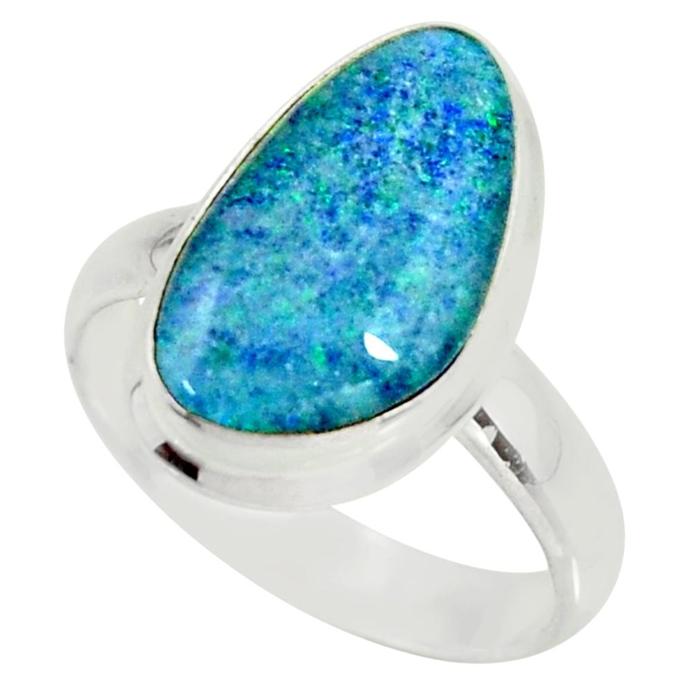 6.05cts natural australian opal triplet 925 silver solitaire ring size 7 r34153