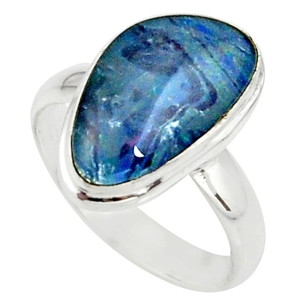 4.82cts natural australian opal triplet 925 silver solitaire ring size 7 r39314
