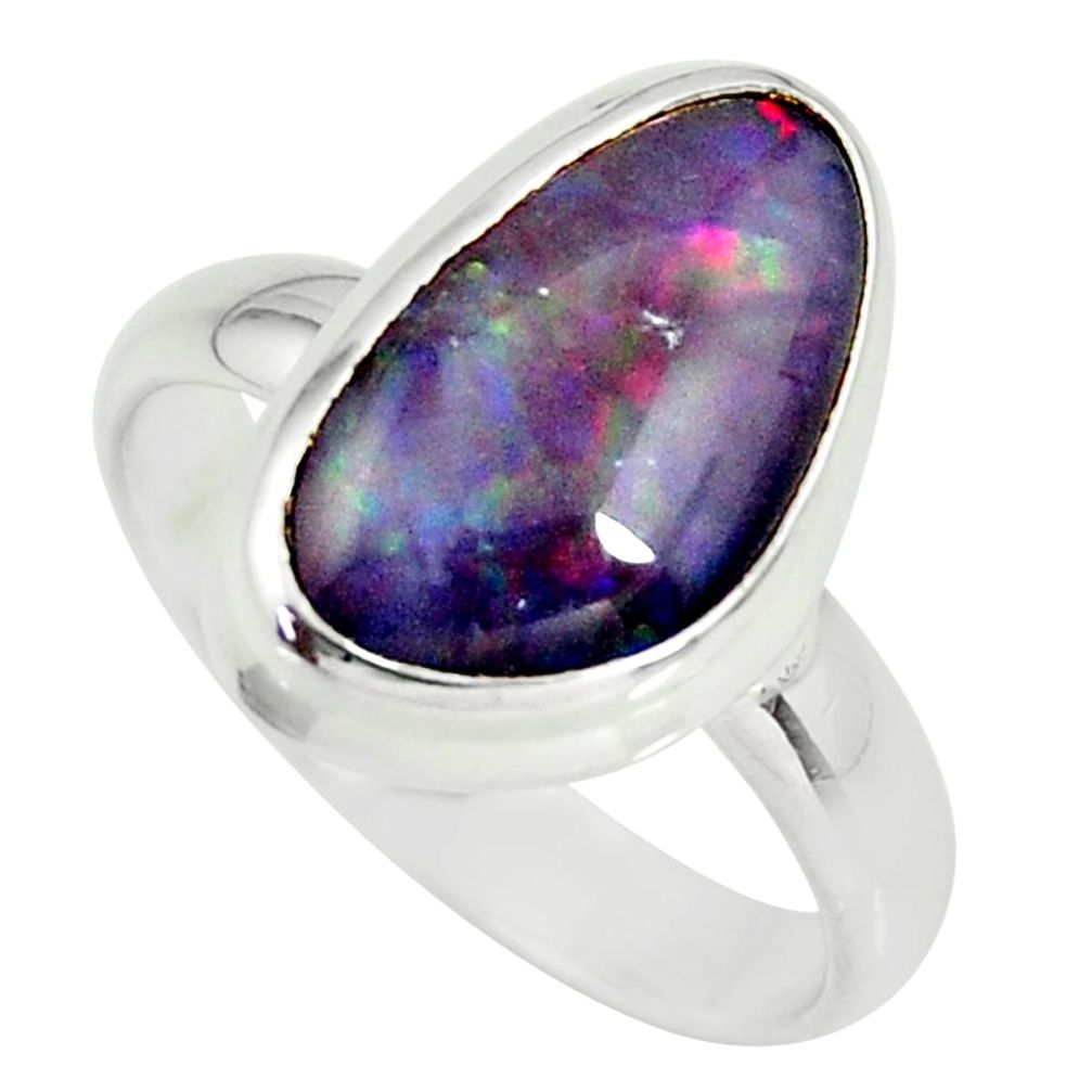 5.82cts natural australian opal triplet 925 silver solitaire ring size 8 r34148