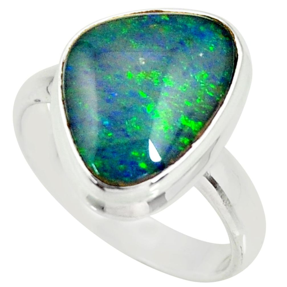 6.10cts natural australian opal triplet 925 silver solitaire ring size 8 r34155